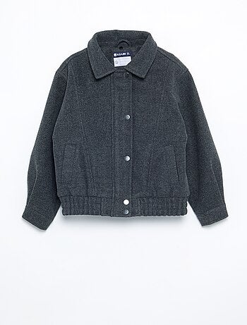 Blouson en faux lainage oversize avec col en fourrure amovible