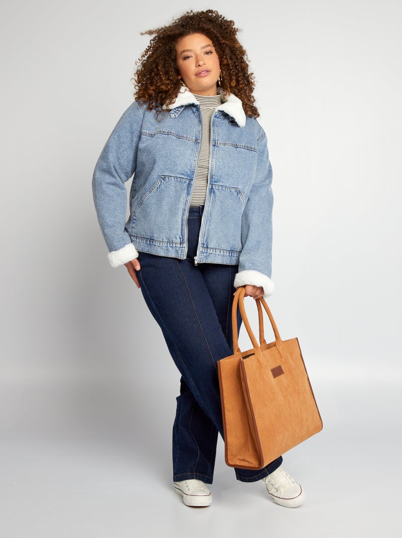 Blouson en jean doublé effet moutonné Bleu - Kiabi