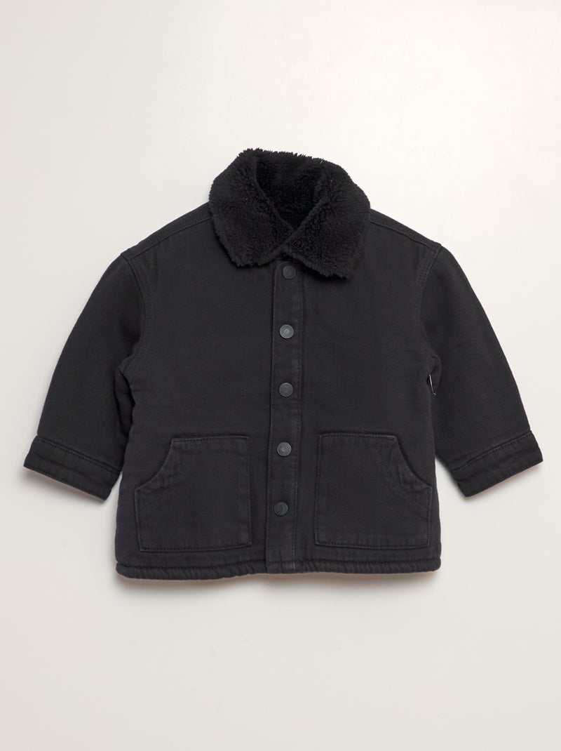 Blouson en jean doublé effet moutonné Noir - Kiabi