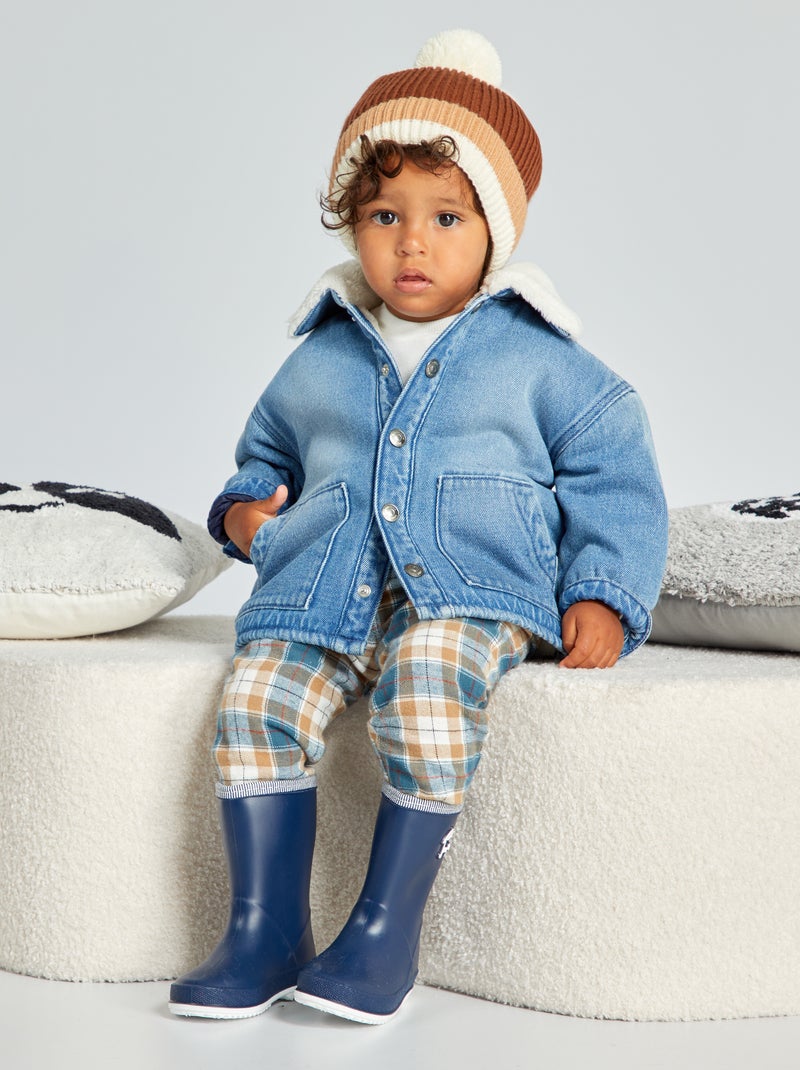 Blouson en jean doublée en jersey Bleu - Kiabi