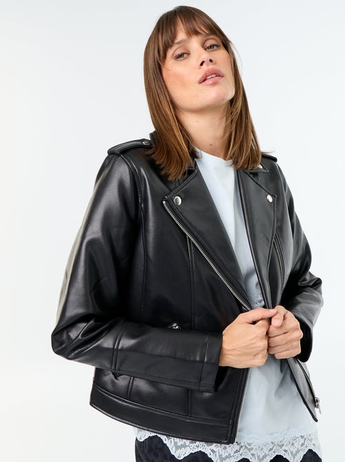 Blouson en simili à col cranté - Kiabi