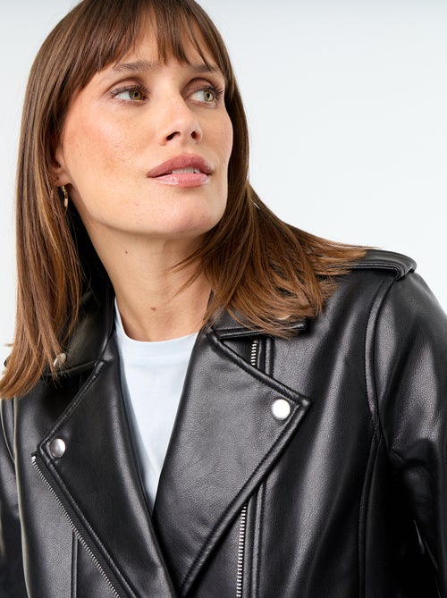 Blouson en simili à col cranté - Kiabi