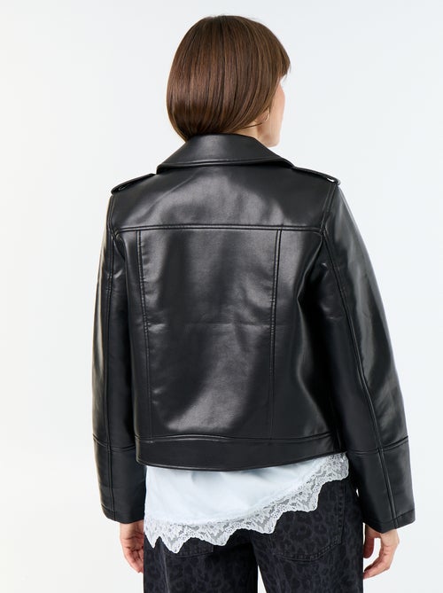 Blouson en simili à col cranté - Kiabi