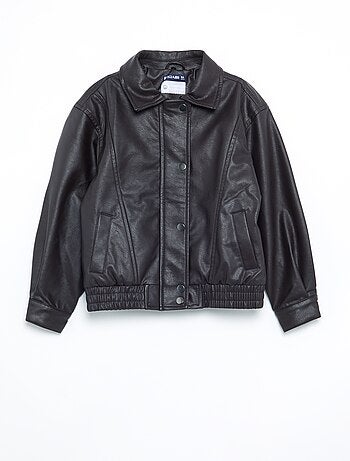 Blouson en simili avec col amovible en fourrure