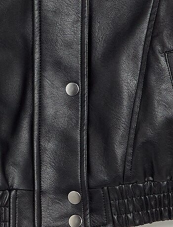 Blouson en simili avec col amovible en fourrure