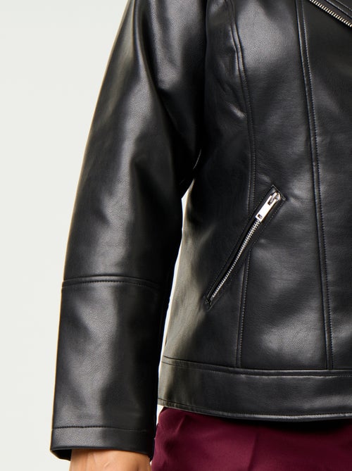Blouson en simili avec col cranté - Kiabi