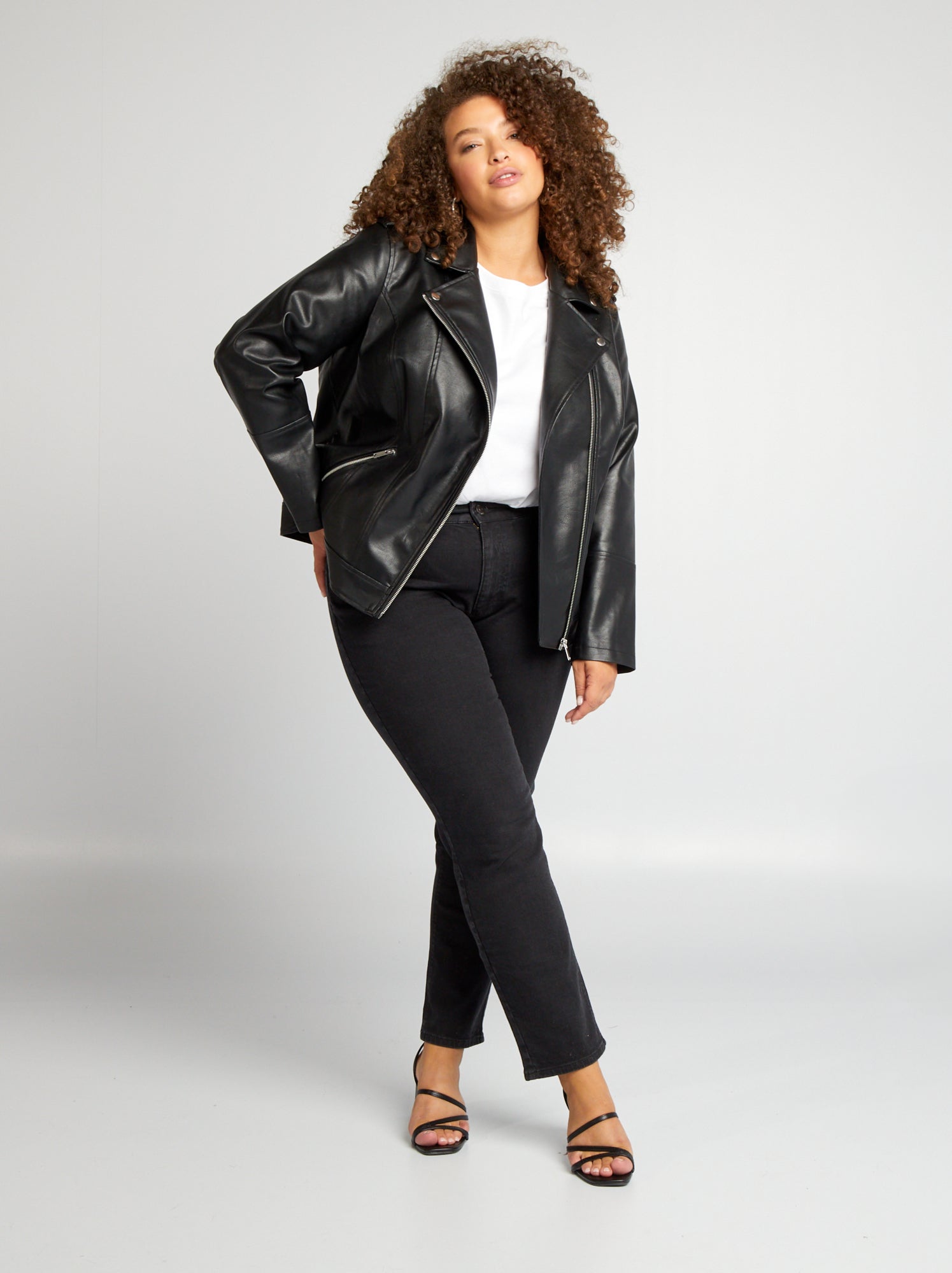 Blouson shops en cuir femme grande taille