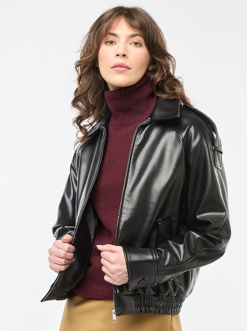Blouson en simili avec ouverture zippée - Kiabi
