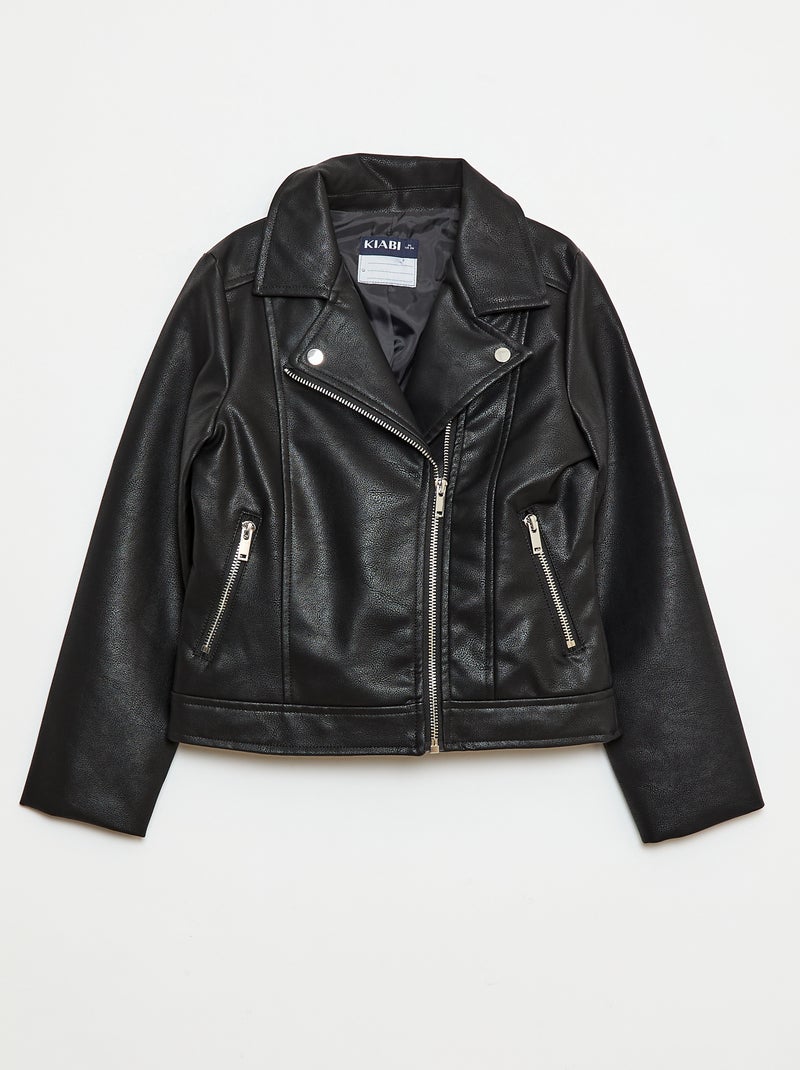 Blouson en simili texturé Noir - Kiabi