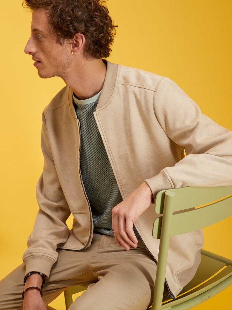 Blouson en suédine Beige - Kiabi