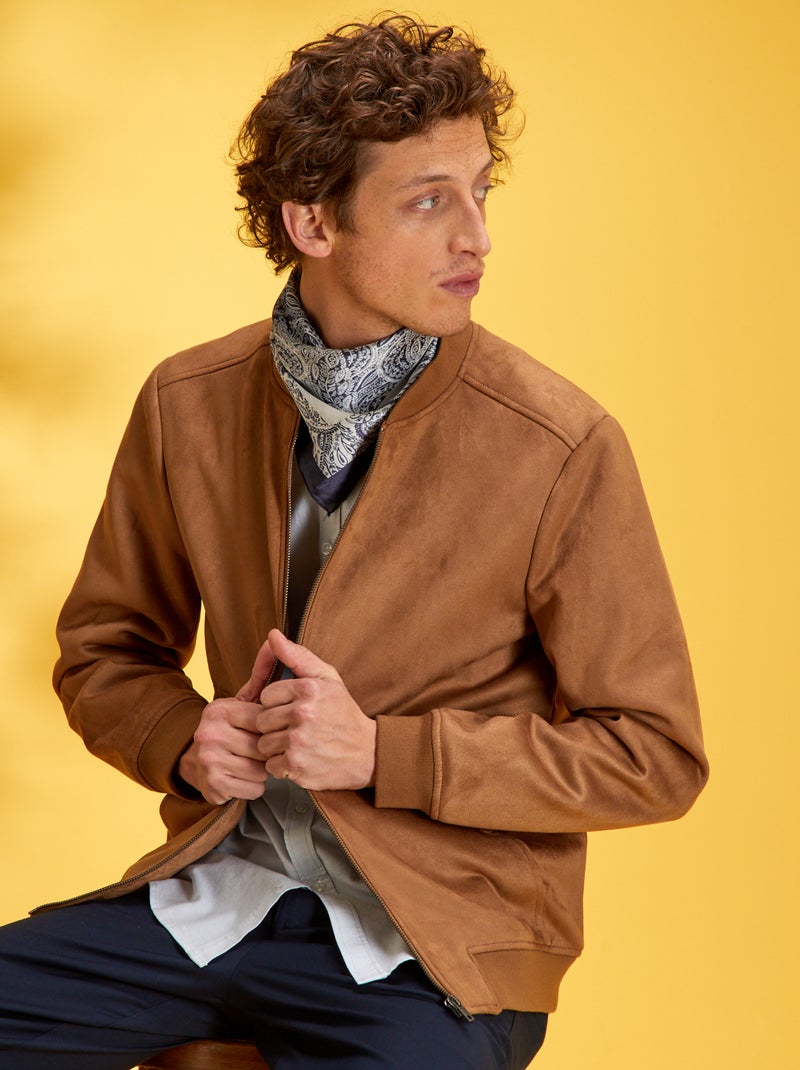 Blouson en suédine Camel - Kiabi