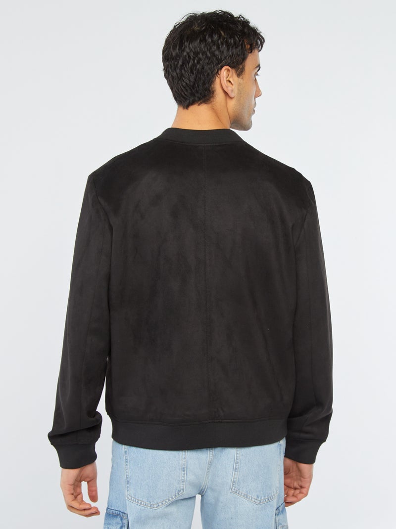 Blouson en suédine zippé Noir - Kiabi