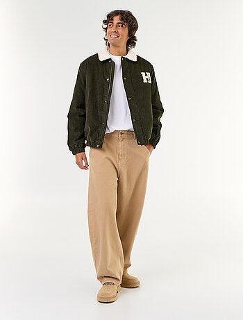 Blouson en velours côtelé col effet moutonné