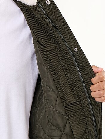 Blouson en velours côtelé col effet moutonné