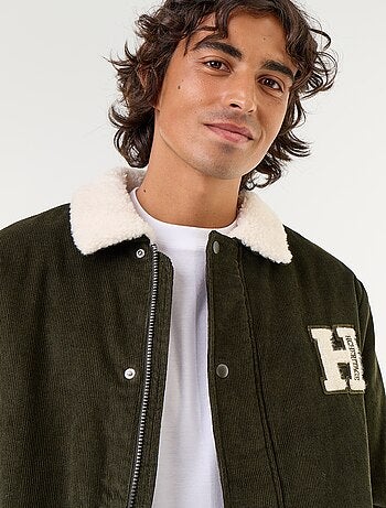 Blouson en velours côtelé col effet moutonné