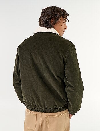 Blouson en velours côtelé col effet moutonné