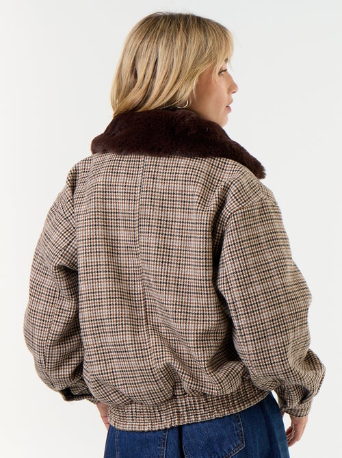 Blouson esprit lainage oversize avec col en fourrure amovible - Kiabi Blouson esprit lainage oversize avec col en fourrure amovible - Kiabi