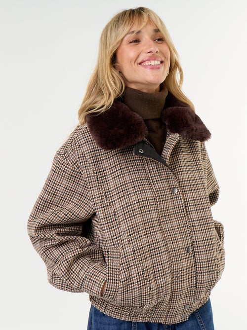 Blouson esprit lainage oversize avec col en fourrure amovible - Kiabi Blouson esprit lainage oversize avec col en fourrure amovible - Kiabi