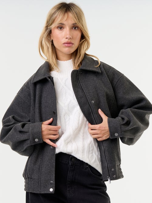 Blouson esprit lainage oversize avec col en fourrure amovible - Kiabi Blouson esprit lainage oversize avec col en fourrure amovible - Kiabi