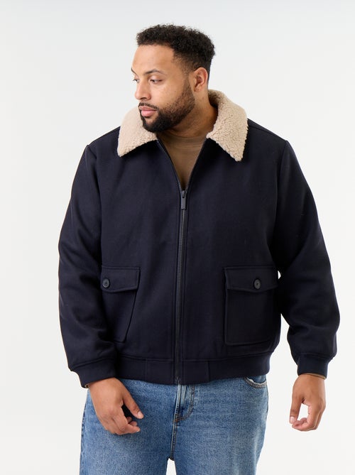 Blouson faux lainage avec col effet moutonné - Kiabi