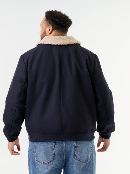 Blouson faux lainage avec col effet moutonné - Kiabi