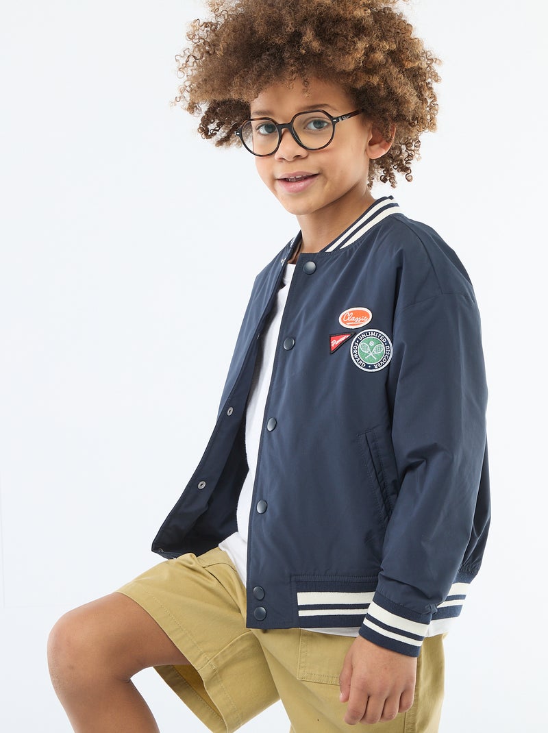 Blouson forme aviateur à pressions Bleu - Kiabi