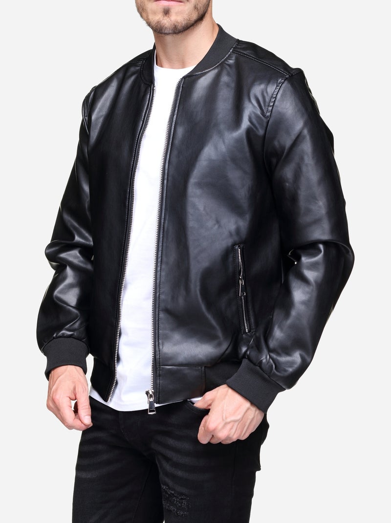 Blouson homme en simili  - Frilivin Noir - Kiabi
