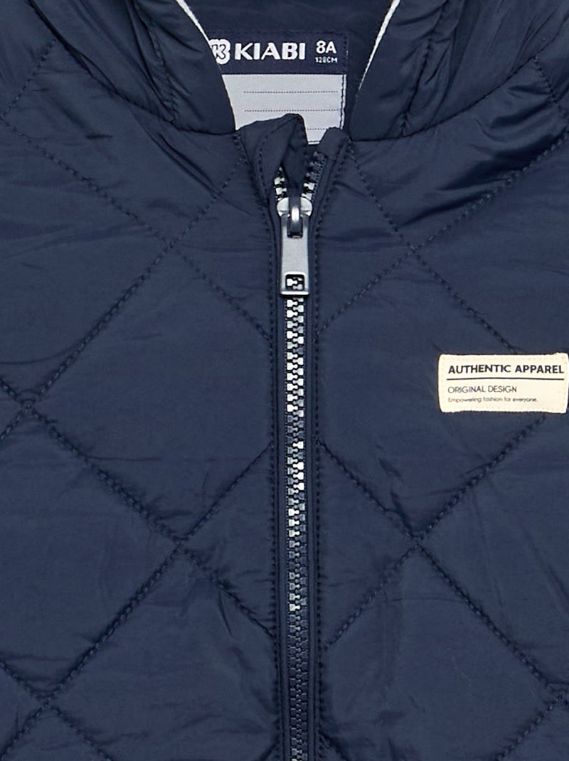 Blouson matelassé à capuche Bleu - Kiabi