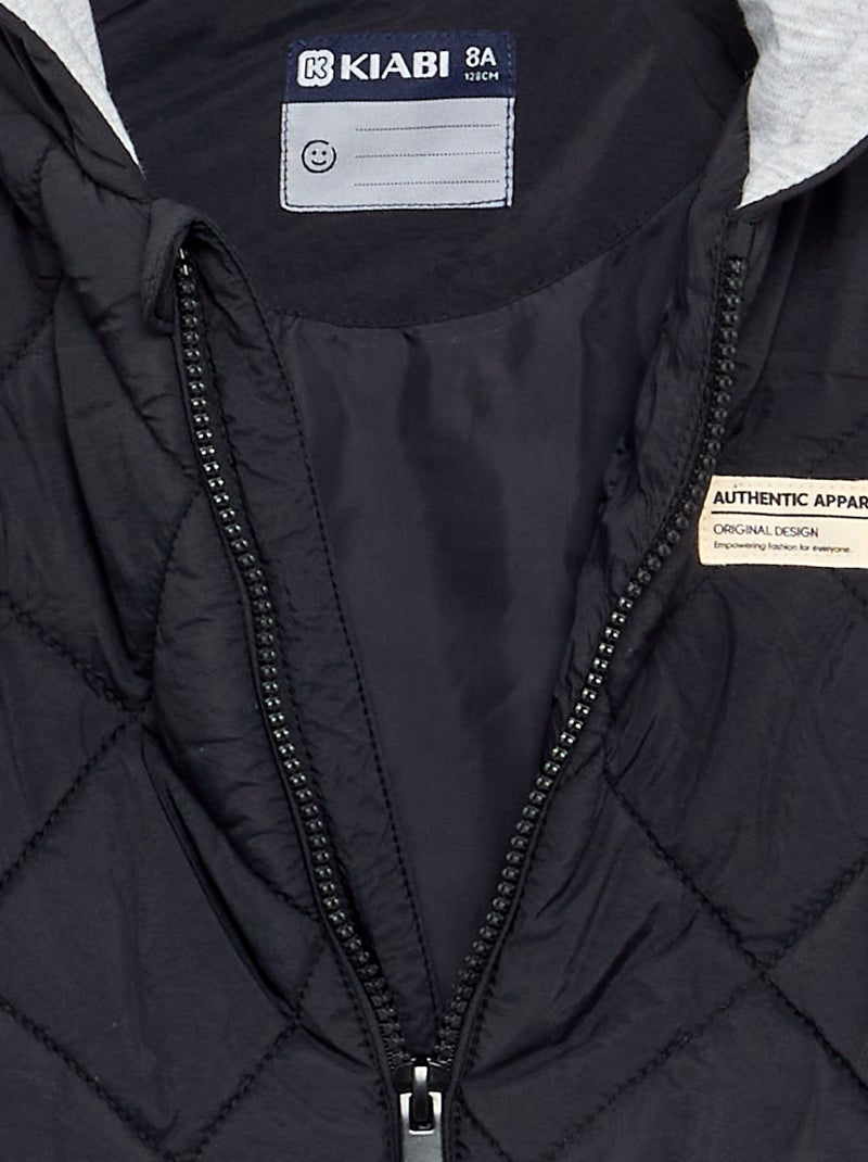 Blouson matelassé à capuche Noir - Kiabi
