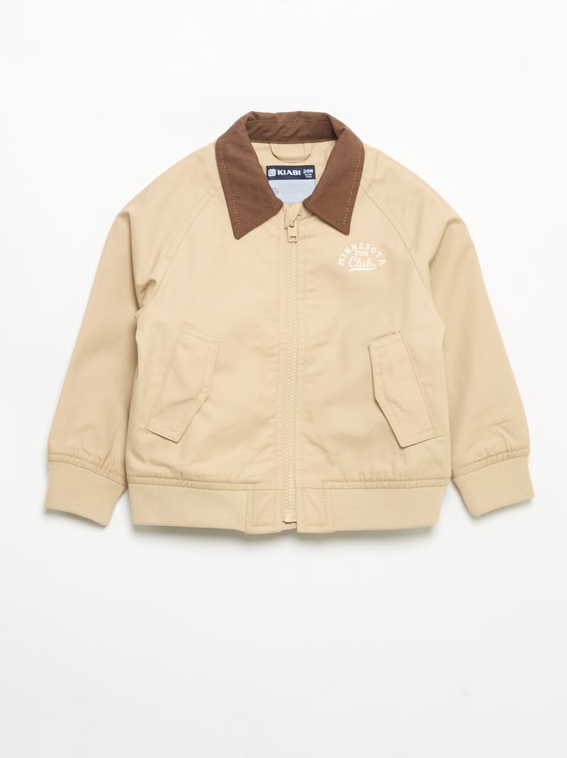 Blouson met rits en contrasterende kraag Biege - Kiabi