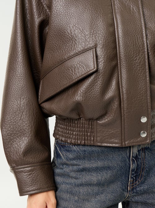 Blouson oversize en simili à col montant - Kiabi