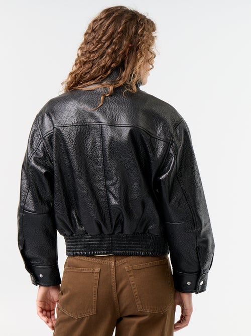 Blouson oversize en simili à col montant - Kiabi