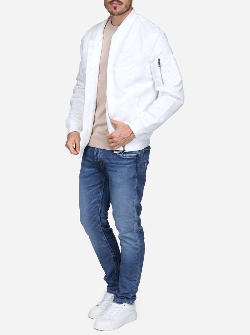 Blouson piqué uni - Frilivin Blanc - Kiabi
