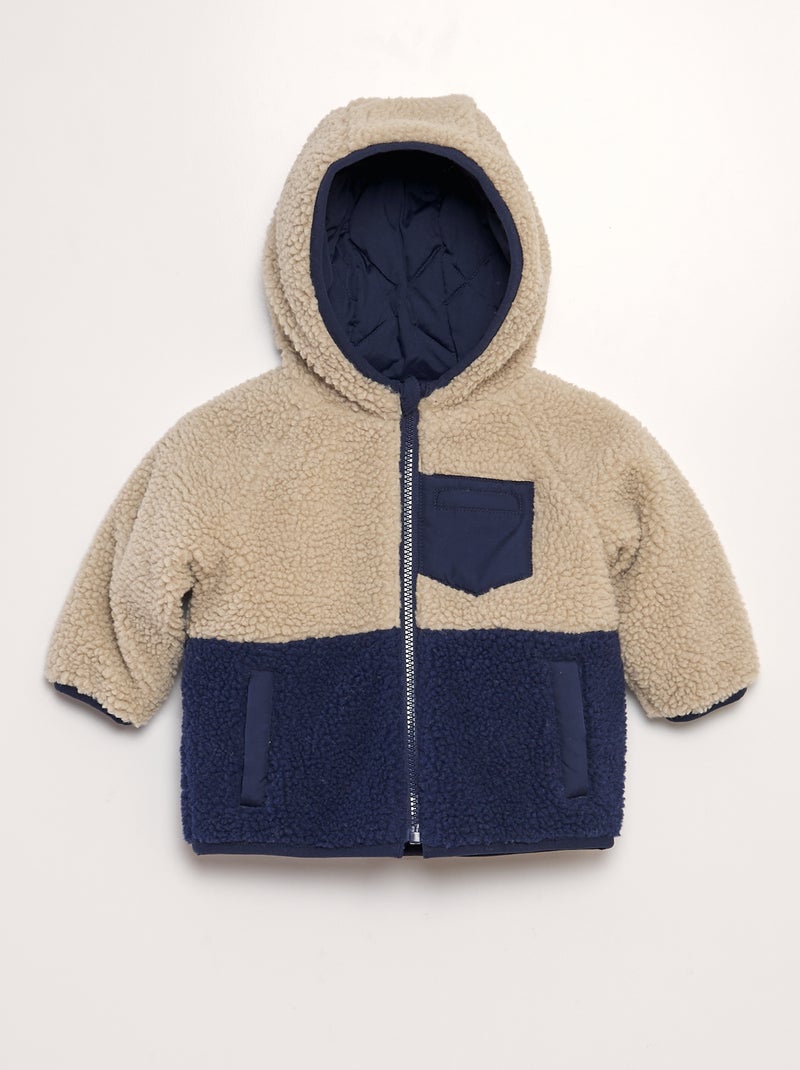 Blouson réversible à capuche Bleu - Kiabi