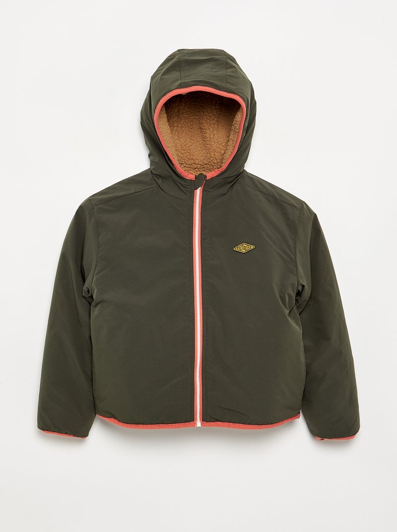 Blouson réversible avec un côté effet moutonné Beige - Kiabi