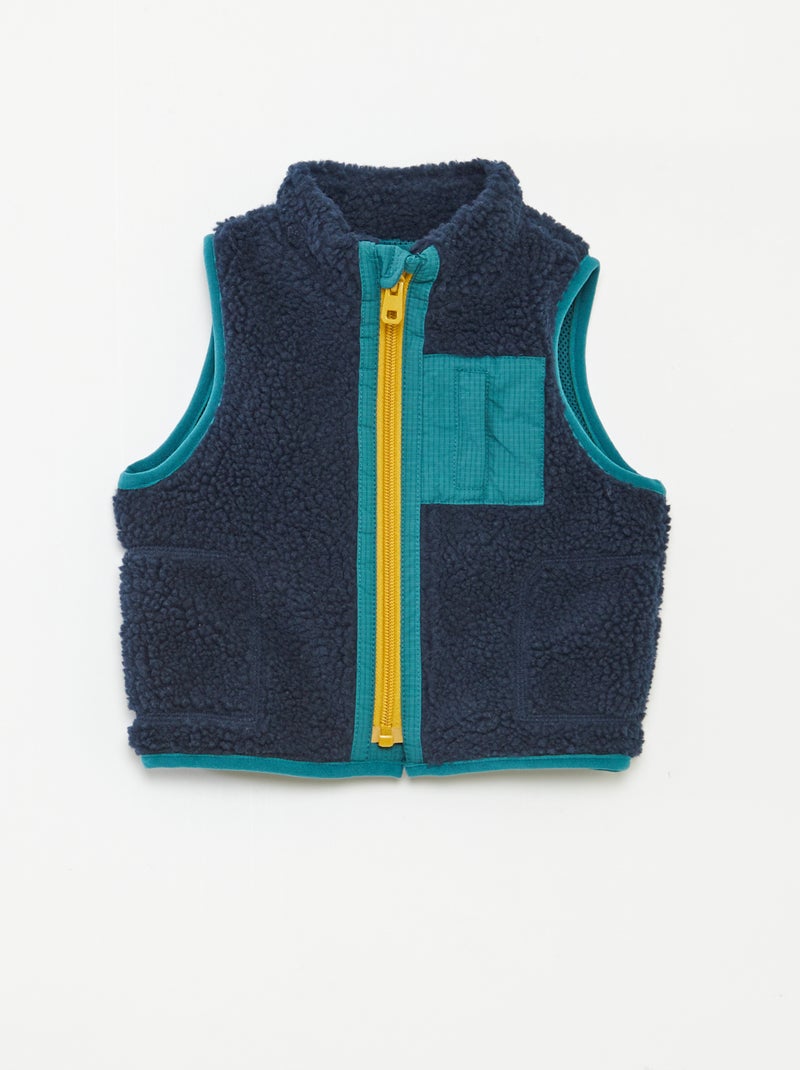 Blouson sans manches effet moutonné Bleu - Kiabi