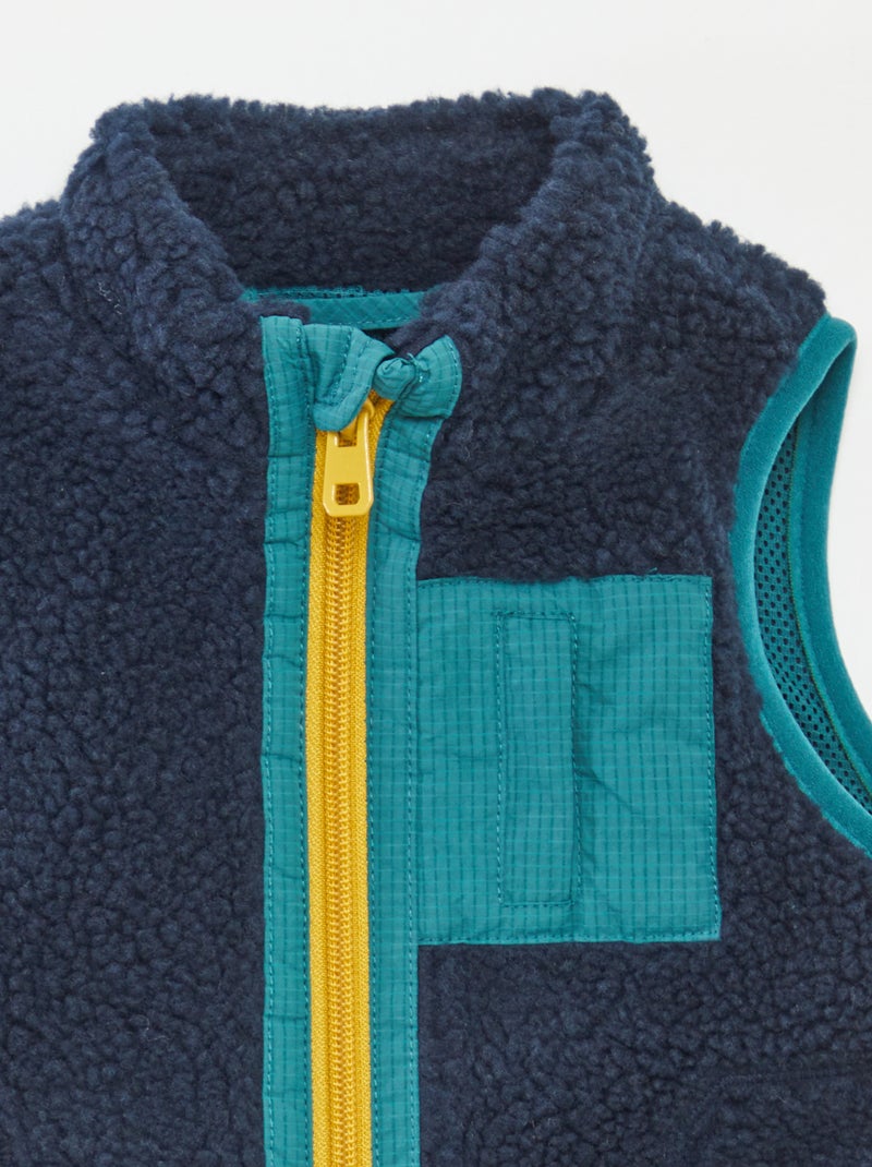Blouson sans manches effet moutonné Bleu - Kiabi