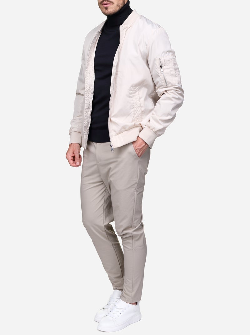 Blouson satin uni - Frilivin Crème - Kiabi