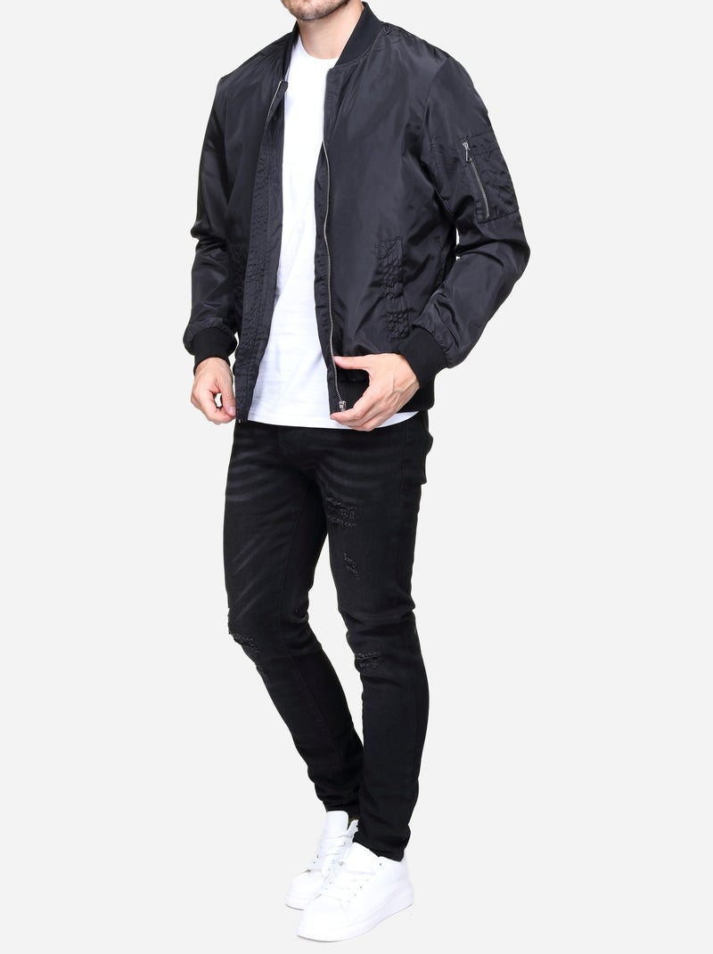 Blouson satin uni - Frilivin Noir - Kiabi