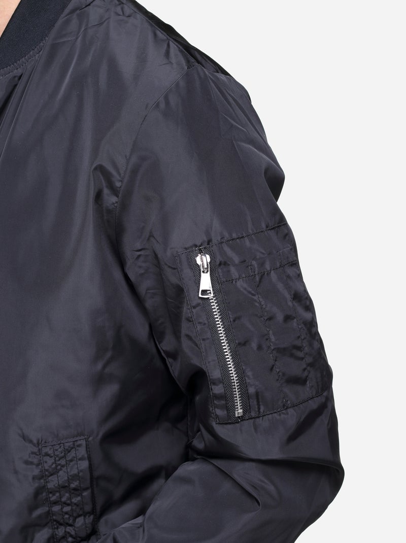Blouson satin uni Noir - Kiabi