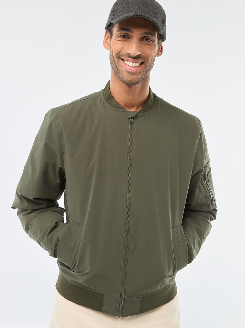 Blouson style aviateur avec poche zippée sur la manche Kaki - Kiabi