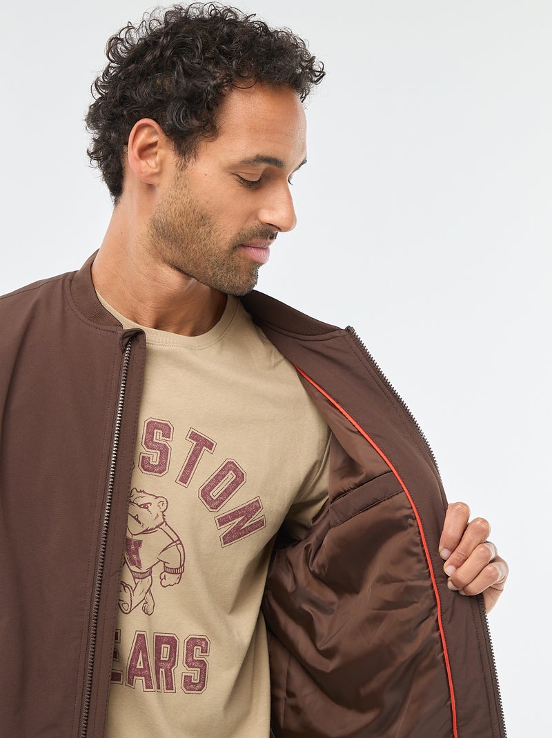 Blouson style aviateur avec poche zippée sur la manche Marron - Kiabi