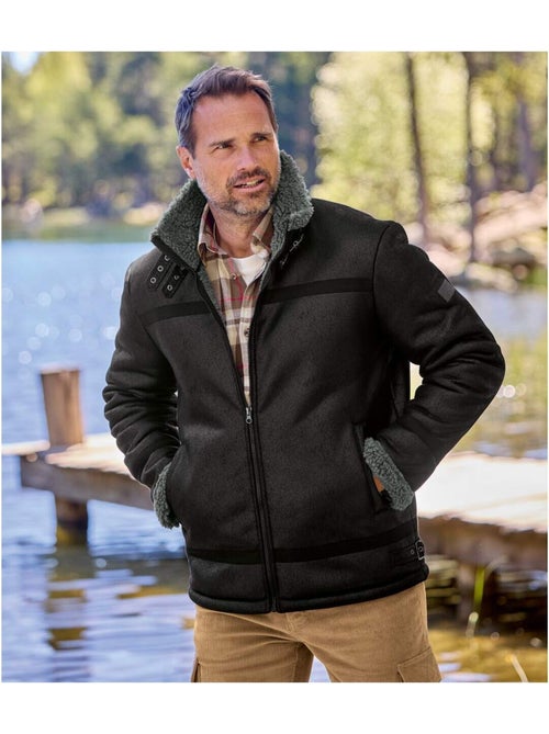 Blouson style bombardier suédine fourré sherpa - atlas for men - Kiabi Blouson style bombardier suédine fourré sherpa - atlas for men - Kiabi