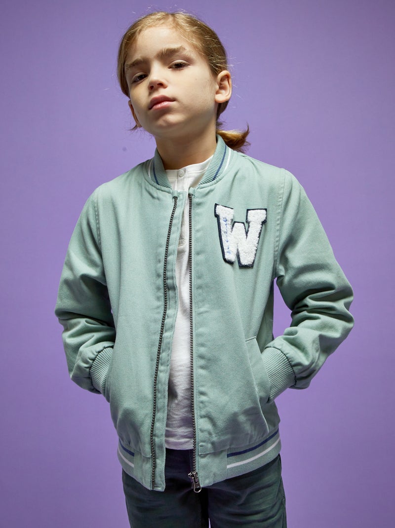 Blouson style campus Vert - Kiabi