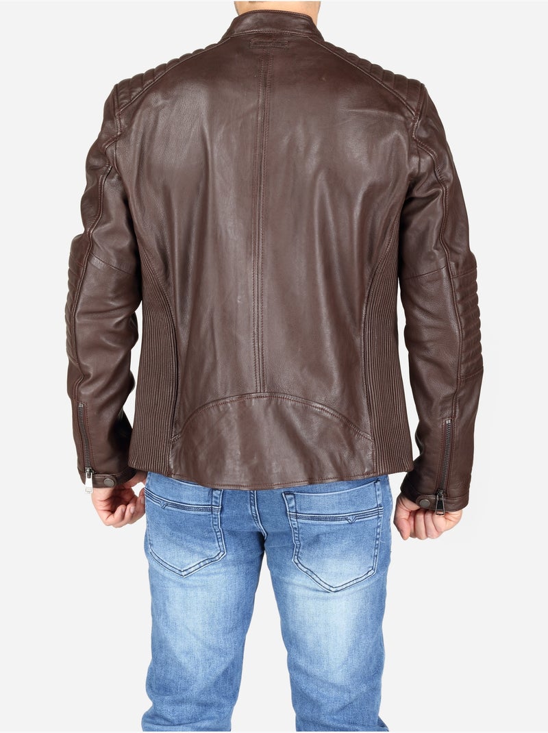 Blouson style motard - redskins Marron - Kiabi
