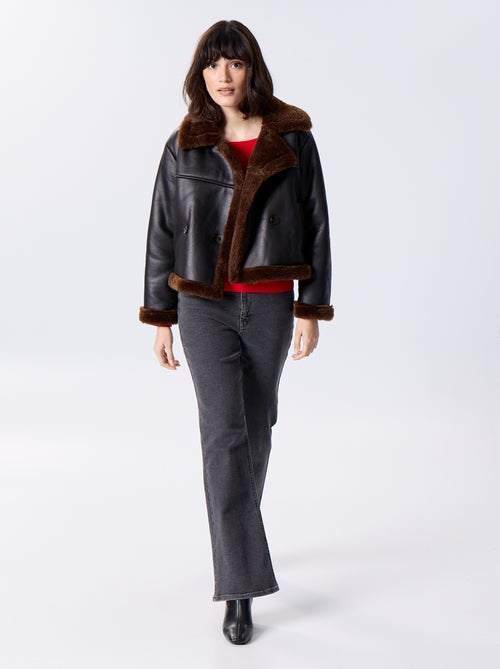 Blouson style peau lainée - Kiabi