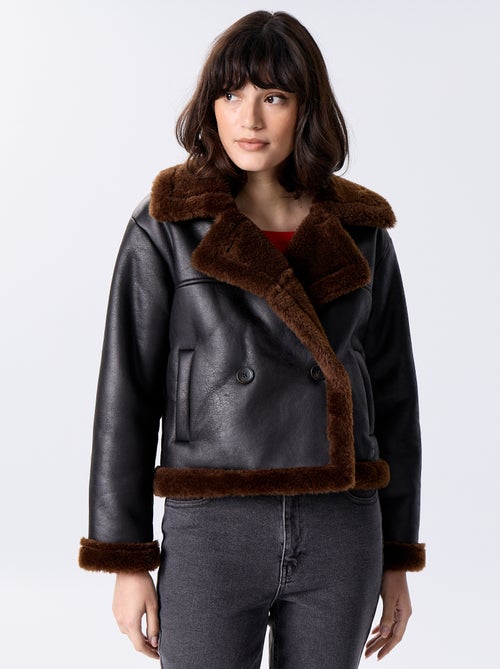 Blouson style peau lainée - Kiabi