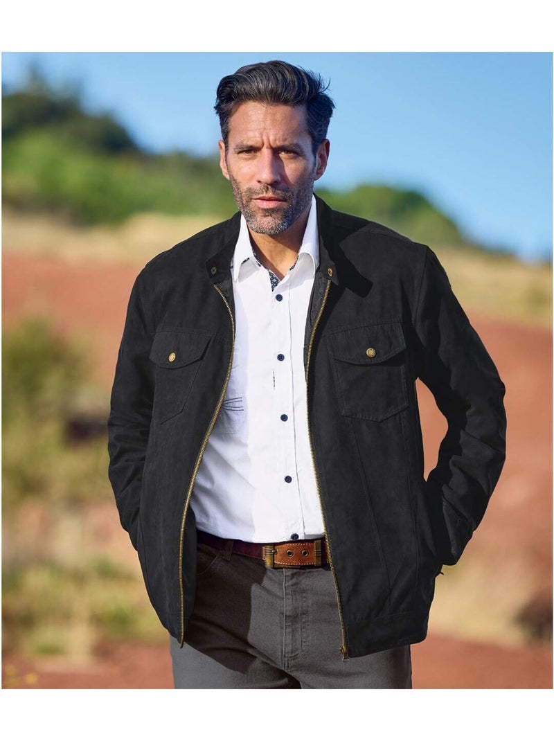 Blouson Suédine Arizona   - ATLAS FOR MEN Noir - Kiabi