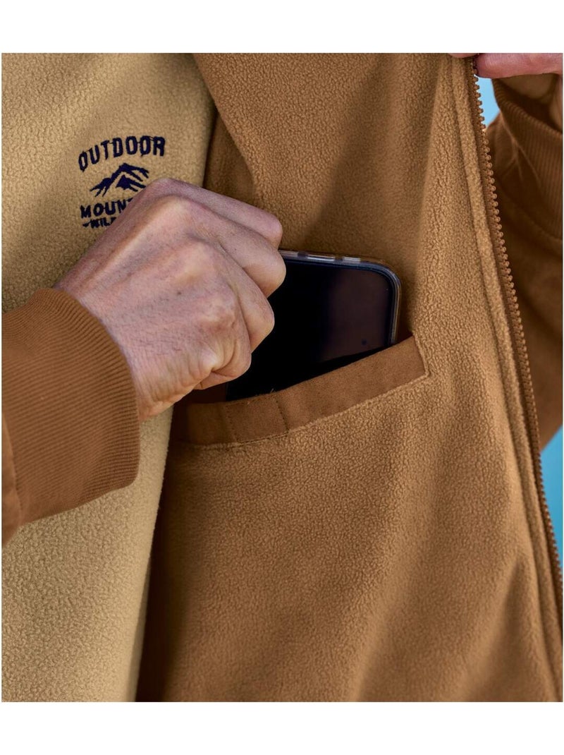 Blouson suédine doublé polaire   - atlas for men Marron - Kiabi