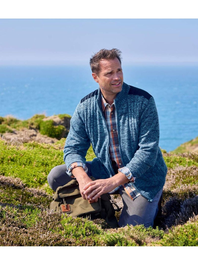 Blouson Tricot Doublé Polaire   - ATLAS FOR MEN Bleu - Kiabi
